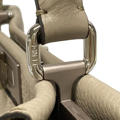 Fendi Handbag Peekaboo Iconic Medium/selleria 8bn290 Grey Beige Leather