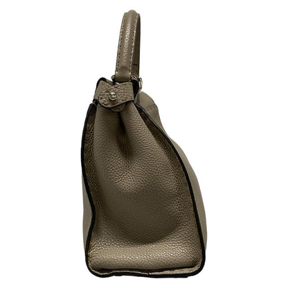 Fendi Handbag Peekaboo Iconic Medium/selleria 8bn290 Grey Beige Leather