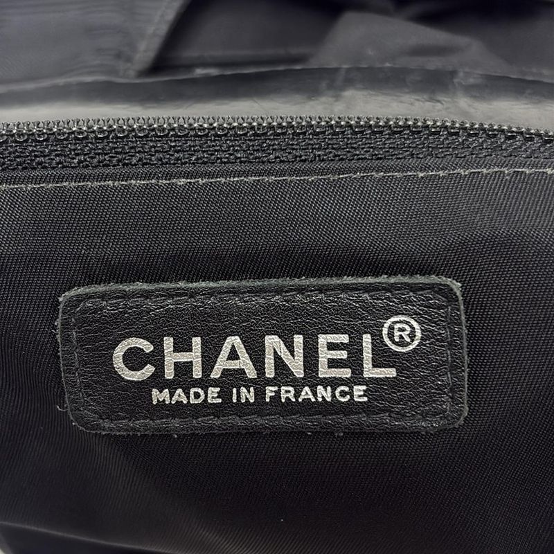 Chanel New Travel Line Handbag Black Leather