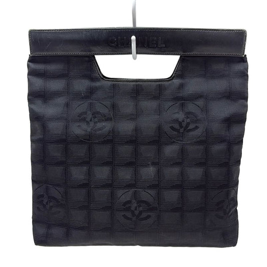 Chanel New Travel Line Handbag Black Leather