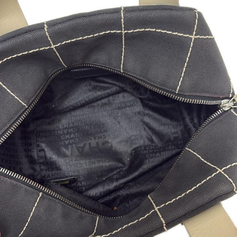 Chanel Handbag Choco Bar Black×ivory Leather