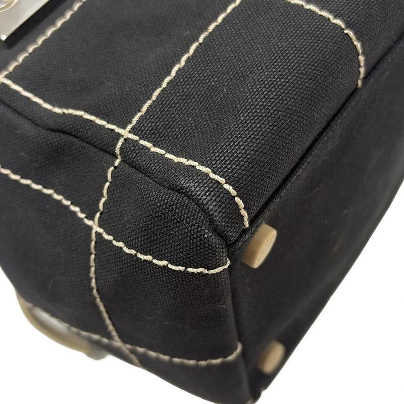 Chanel Handbag Choco Bar Black×ivory Leather