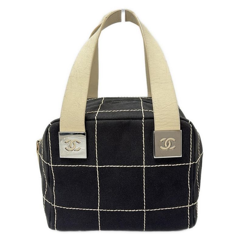 Chanel Handbag Choco Bar Black×ivory Leather