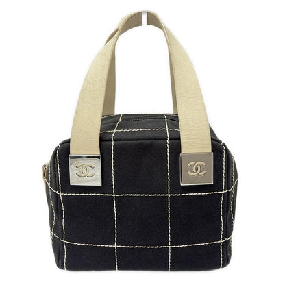 Chanel Handbag Choco Bar Black×ivory Leather