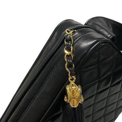 Chanel Shoulder Bag Matelasse Black Gold Hardware / Tassel Lambskin