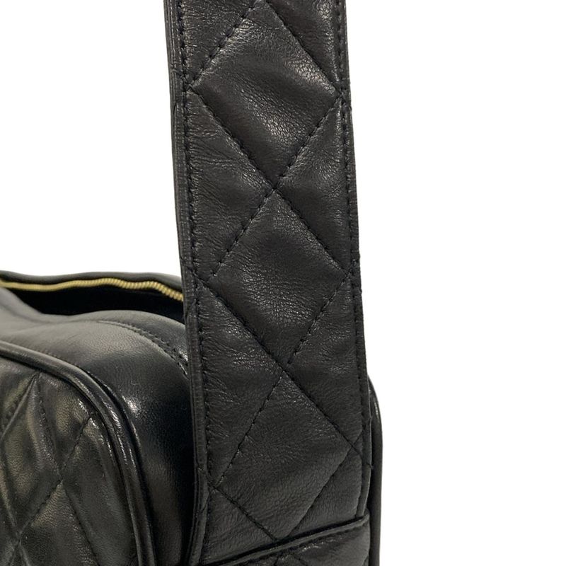 Chanel Shoulder Bag Matelasse Black Gold Hardware / Tassel Lambskin