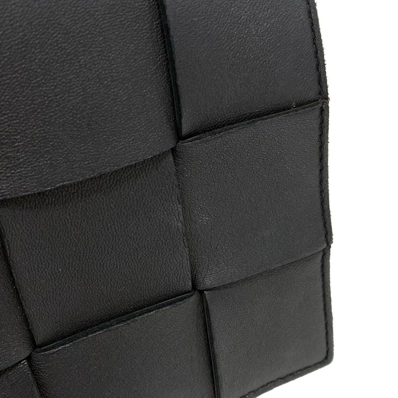 Bottega Veneta Shoulder Bag Cassette Black Diagonal Lambskin