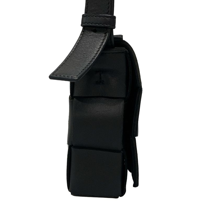 Bottega Veneta Shoulder Bag Cassette Black Diagonal Lambskin