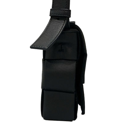 Bottega Veneta Shoulder Bag Cassette Black Diagonal Lambskin