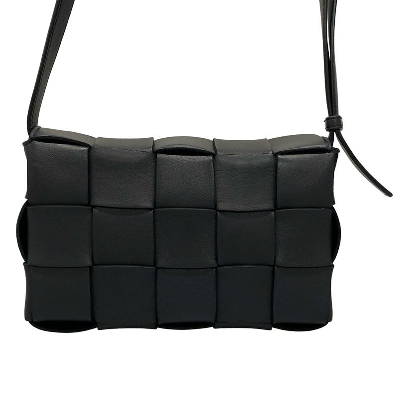 Bottega Veneta Shoulder Bag Cassette Black Diagonal Lambskin