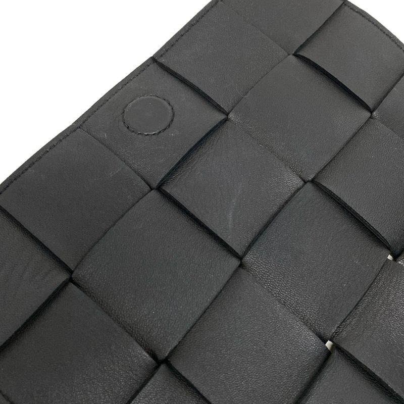 Bottega Veneta Shoulder Bag Cassette Black Diagonal Lambskin