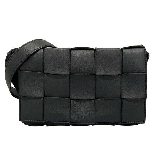 Bottega Veneta Shoulder Bag Cassette Black Diagonal Lambskin
