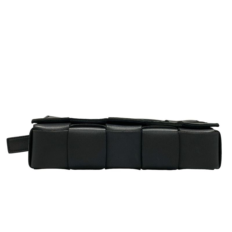 Bottega Veneta Shoulder Bag Cassette Black Diagonal Lambskin