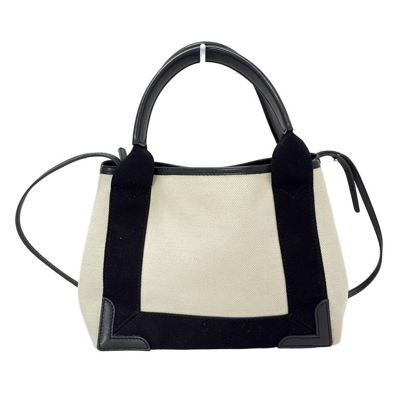 Balenciaga Tote Bag Navy Cabas Su XS 390346 Ivory And Black Leather