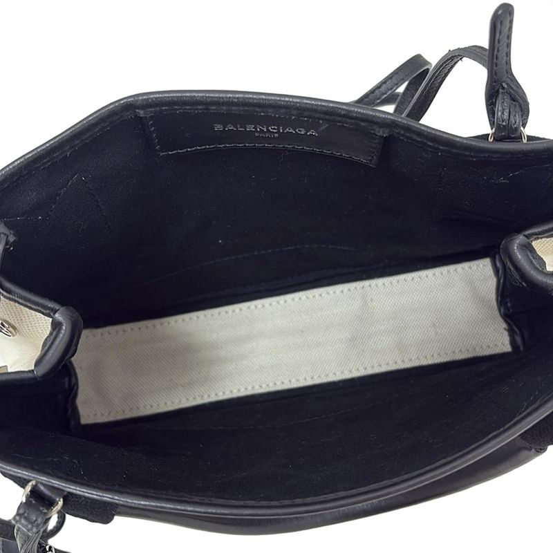 Balenciaga Tote Bag Navy Cabas Su XS 390346 Ivory And Black Leather