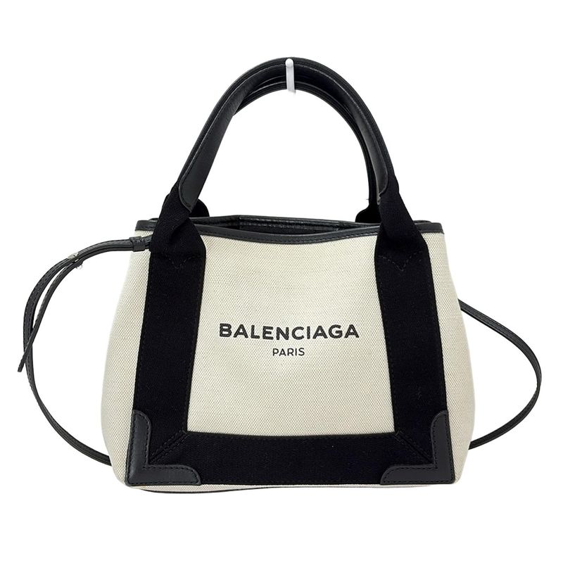 Balenciaga Tote Bag Navy Cabas Su XS 390346 Ivory And Black Leather