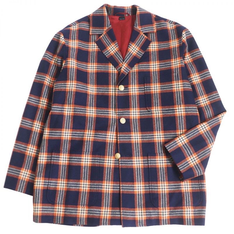 2020 Gucci 612227 Checkered Logo Gold Buttons 100% Cashmere Single Unisex