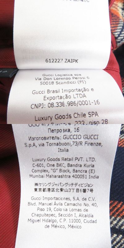 2020 Gucci 612227 Checkered Logo Gold Buttons 100% Cashmere Single Unisex