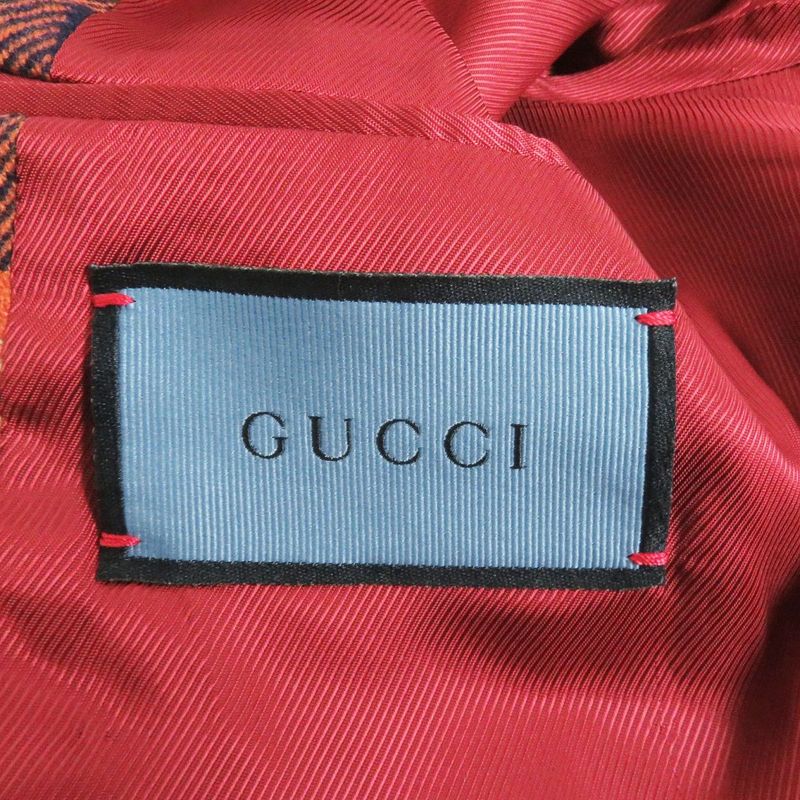 2020 Gucci 612227 Checkered Logo Gold Buttons 100% Cashmere Single Unisex