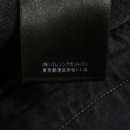 18AW Balenciaga 571450 Rainbow Logo Embroidery Logo Button Cut Off Denim Jacket