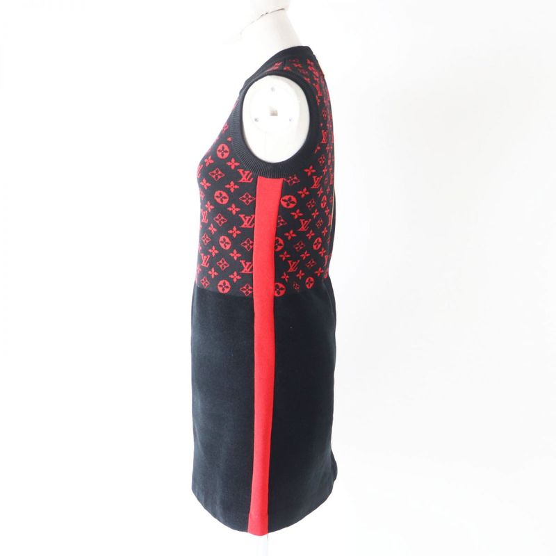 Hermes Italian Louis Vuitton 20AW Sleeveless Mini Dress In Monogram Wool