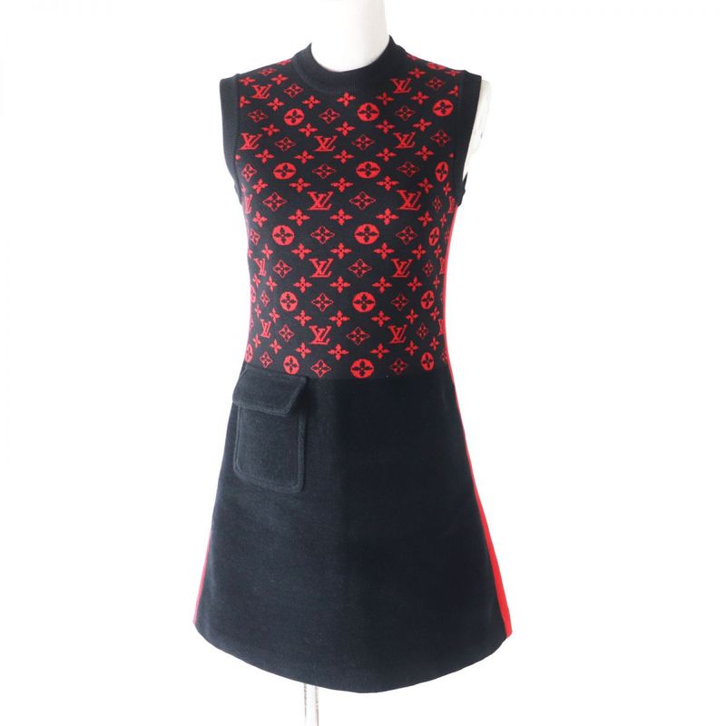 Hermes Italian Louis Vuitton 20AW Sleeveless Mini Dress In Monogram Wool