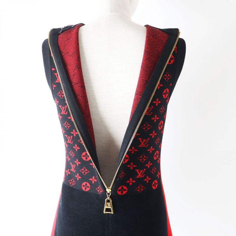 Hermes Italian Louis Vuitton 20AW Sleeveless Mini Dress In Monogram Wool