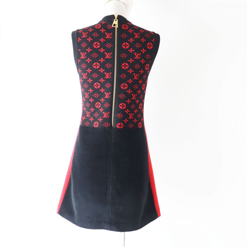 Hermes Italian Louis Vuitton 20AW Sleeveless Mini Dress In Monogram Wool