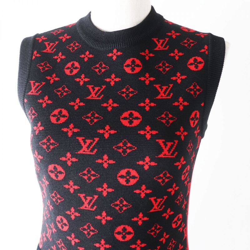 Hermes Italian Louis Vuitton 20AW Sleeveless Mini Dress In Monogram Wool