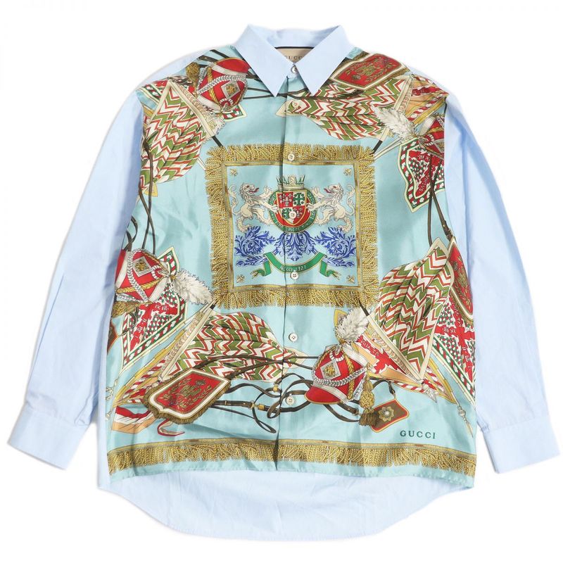 Gucci 751451 Cles Long-sleeved Cotton Poplin Shirt With Striped And Ecstrean