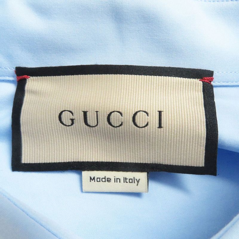 Gucci 751451 Cles Long-sleeved Cotton Poplin Shirt With Striped And Ecstrean