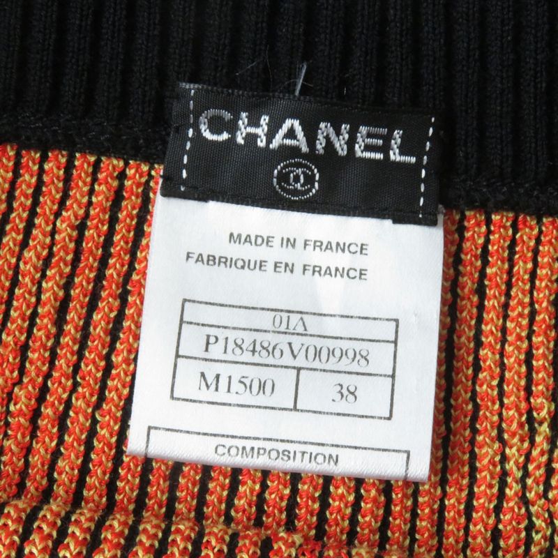 CHANEL 01A P18486 Alphabet Design Knit Skirt/trapezoid Skirt Black And