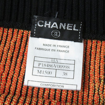 CHANEL 01A P18486 Alphabet Design Knit Skirt/trapezoid Skirt Black And