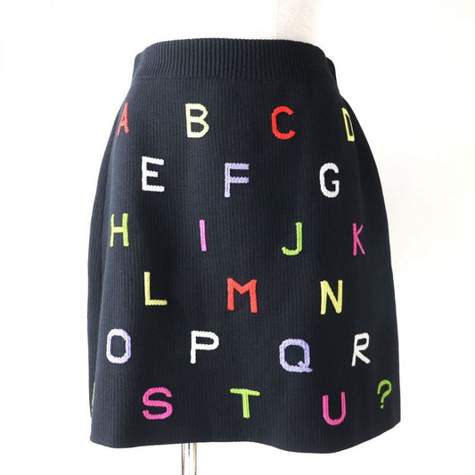 CHANEL 01A P18486 Alphabet Design Knit Skirt/trapezoid Skirt Black And