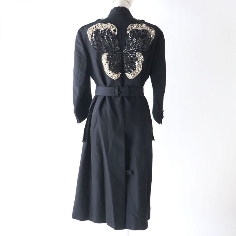 2020 Gucci 619324 Bjeweled Lined GG Pattern Long Length Belted Coat