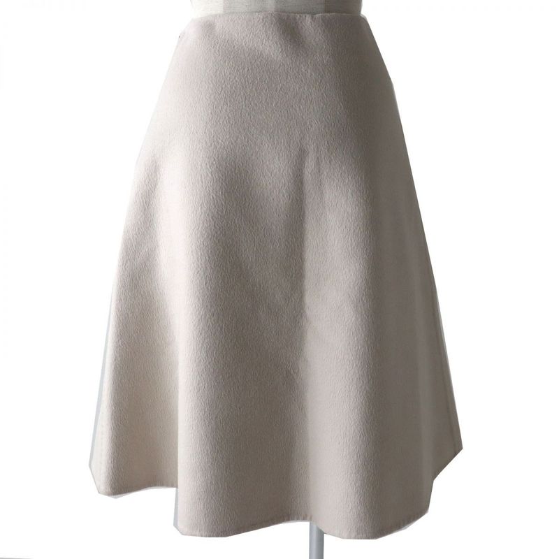 Prada 2020 P142s Angora-cashgora Mixed A-line Flared Skirt Women's Light Beige