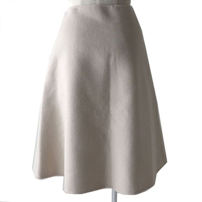 Prada 2020 P142s Angora-cashgora Mixed A-line Flared Skirt Women's Light Beige