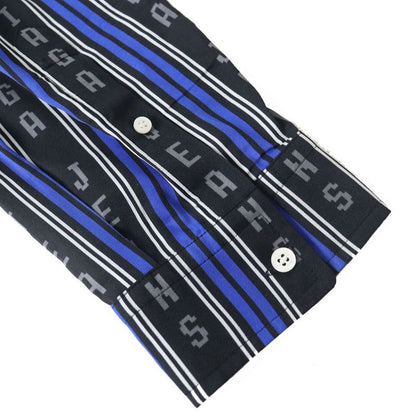 Balenciaga 20SS 658956 Stripe Logo Oversized Long Sleeve Shirt Rayon Women's