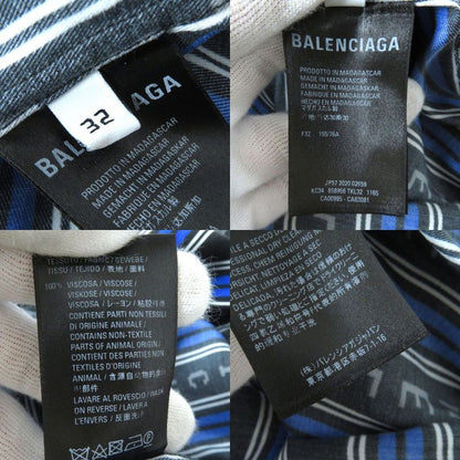 Balenciaga 20SS 658956 Stripe Logo Oversized Long Sleeve Shirt Rayon Women's