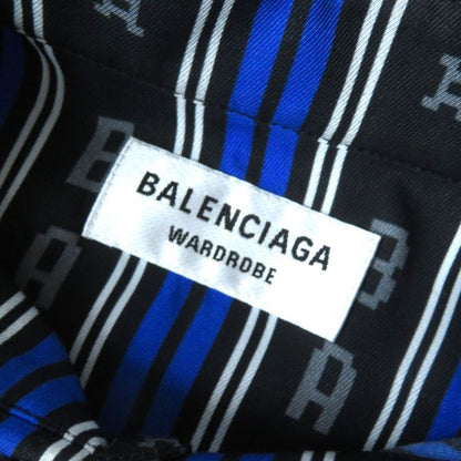 Balenciaga 20SS 658956 Stripe Logo Oversized Long Sleeve Shirt Rayon Women's