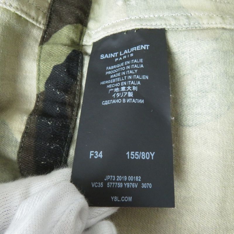 19 Saint Laurent Paris 577759 Sheer Ring Camouflage/military Jacket