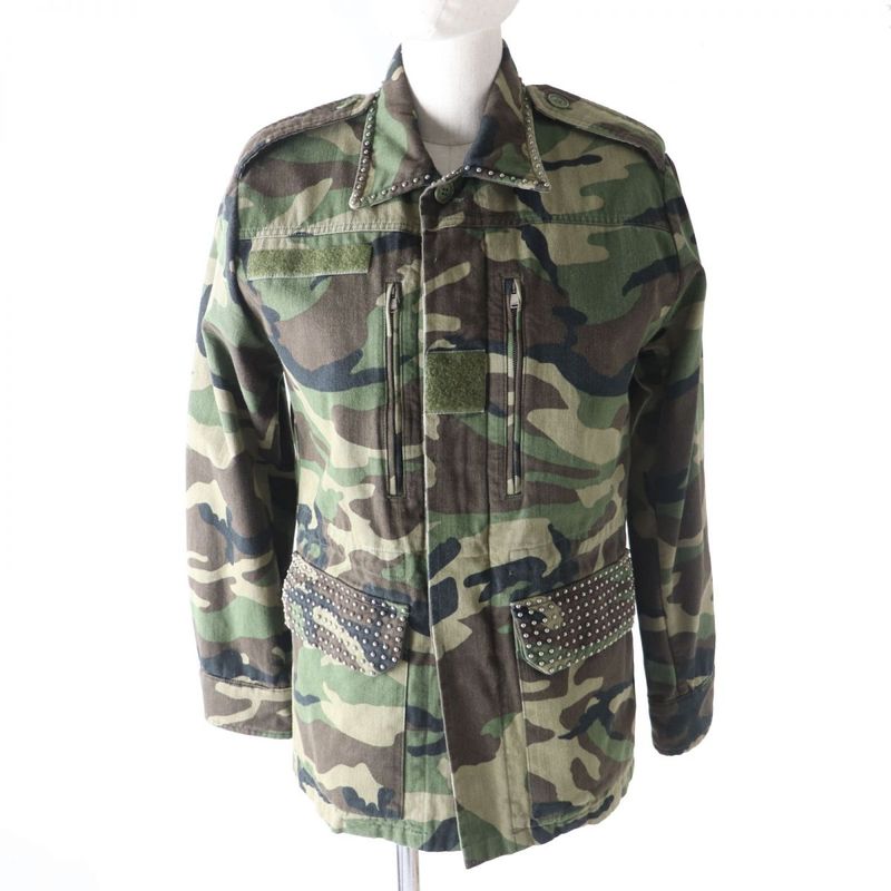 19 Saint Laurent Paris 577759 Sheer Ring Camouflage/military Jacket