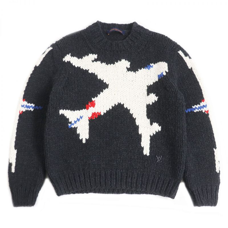 21AW Louis Vuitton LV Plain Chunky Crew Neck Long Sleeve Knit / Sweater Dark