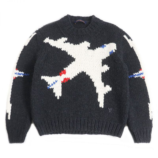 21AW Louis Vuitton LV Plain Chunky Crew Neck Long Sleeve Knit / Sweater Dark