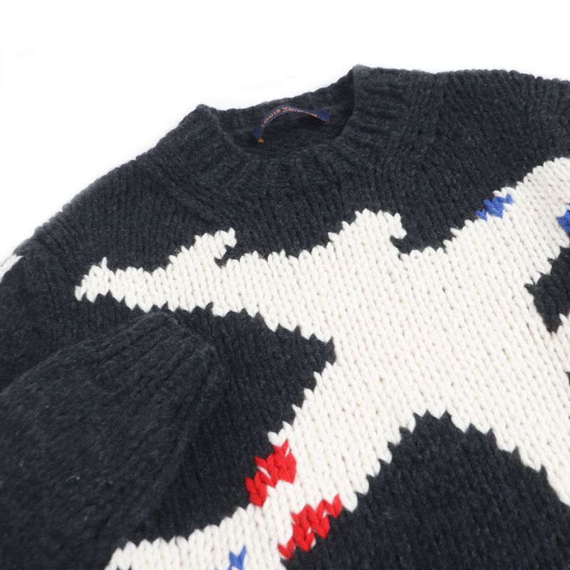 21AW Louis Vuitton LV Plain Chunky Crew Neck Long Sleeve Knit / Sweater Dark