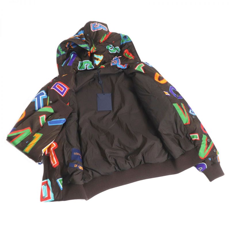 21aw Louis Vuitton×nba Louis Vuitton Padded Hooded Letter Nylon Blouson/padded