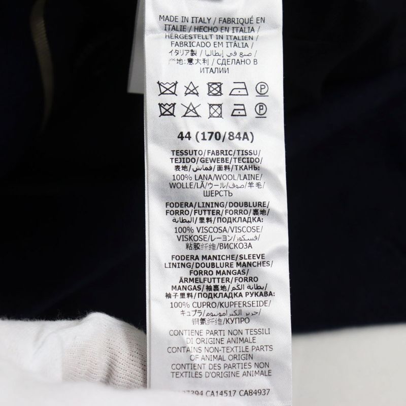  2020 Gucci 636339 100% Wool Double Breasted Tailored Jacket Navy 44 Made In