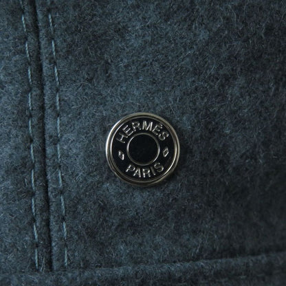 Hermes 100% Cashmere With Silver Serie Buttons Silk Blend Lining Saint