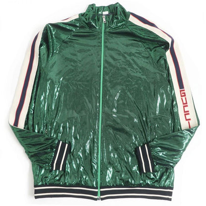 Gucci 545652 Line Design Zipup Oversized Laminated Track Jacket/blouson Green M