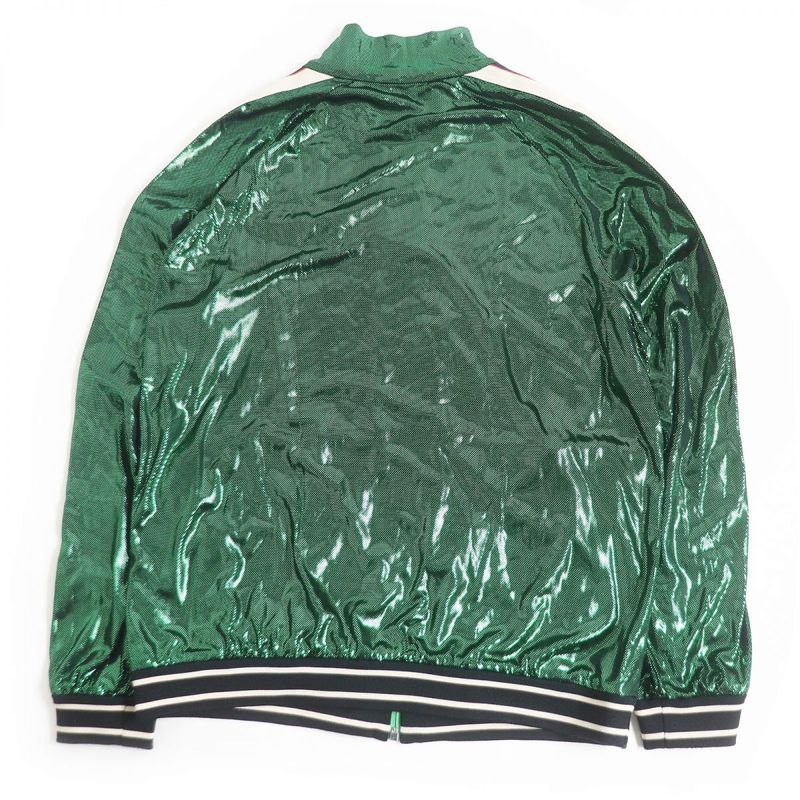 Gucci 545652 Line Design Zipup Oversized Laminated Track Jacket/blouson Green M